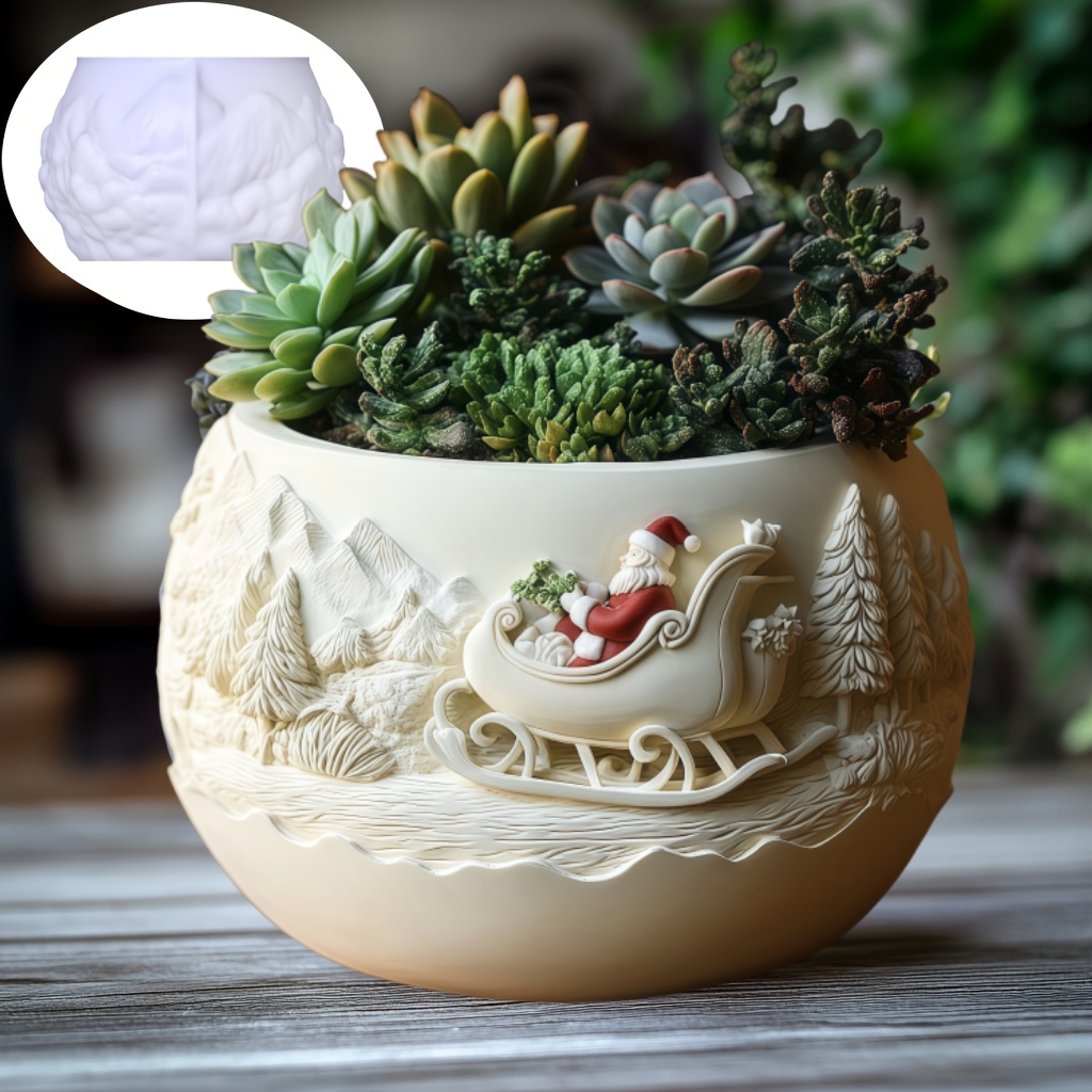 Plant Parent Gifts - Cedar Sled Santa Claus Relief Candle